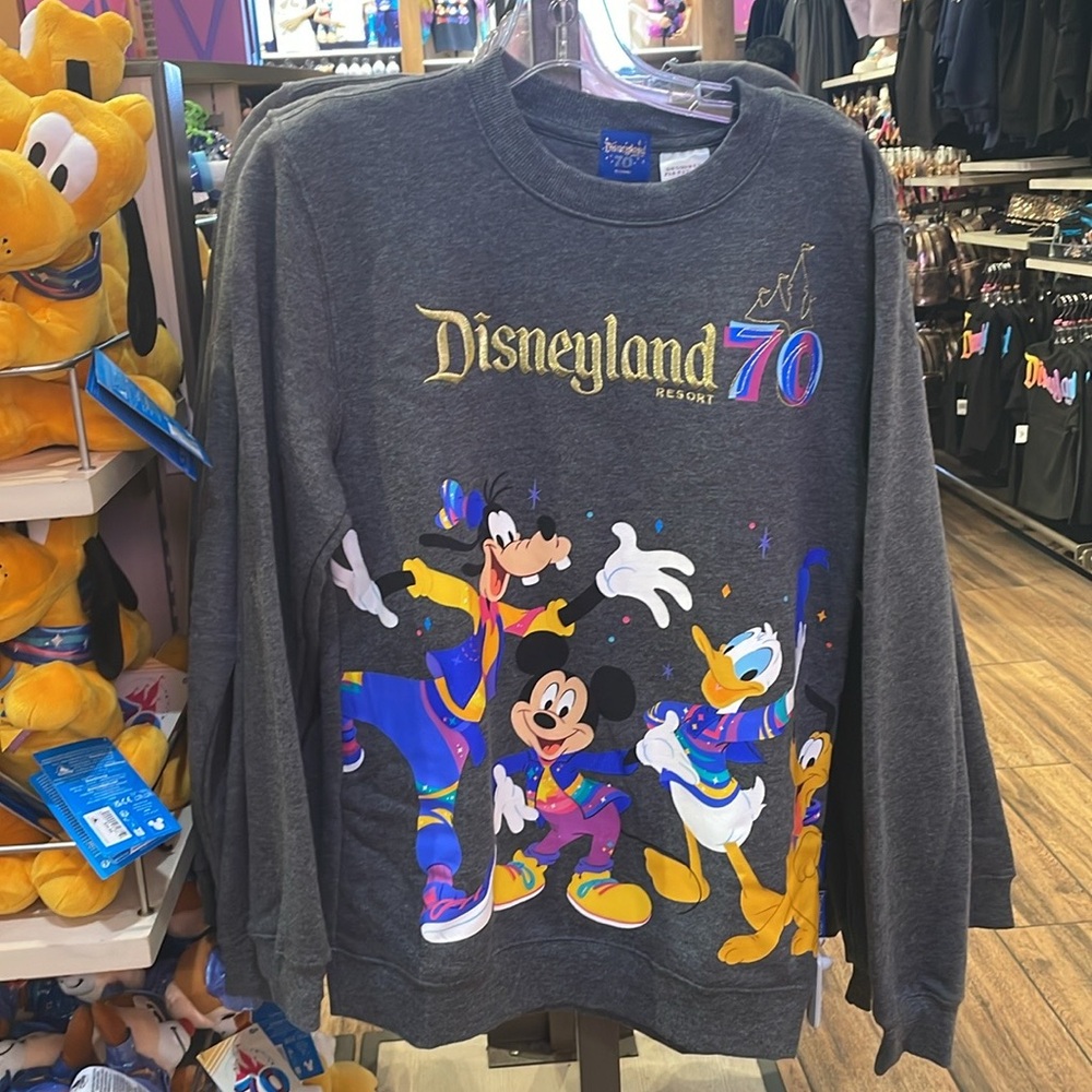 Disneyland 70th Anniversary Mickey and Friends Pullover Sweater NEW